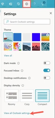 View All Outlook Settings in the sidebar