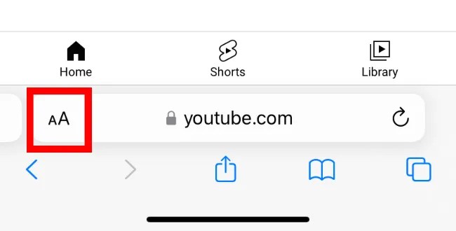 Aa icon next to address bar in Safari