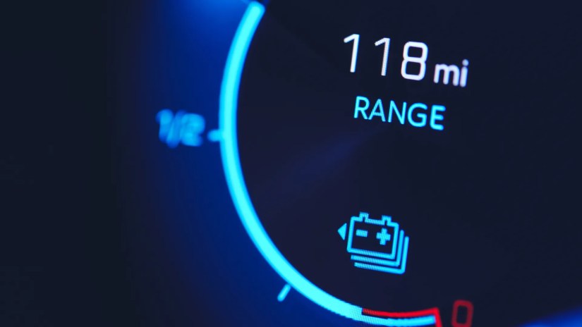 Electric car dash range gauge
