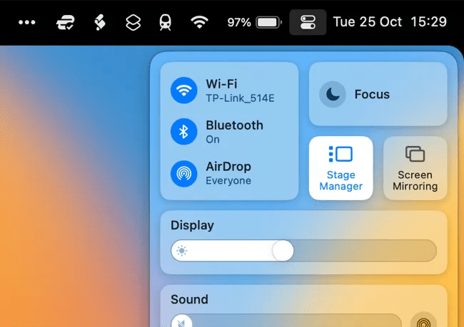Control Center Stage Manager