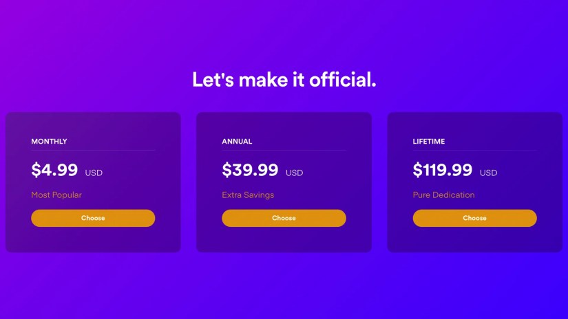 Pricing options for Plex Pass.
