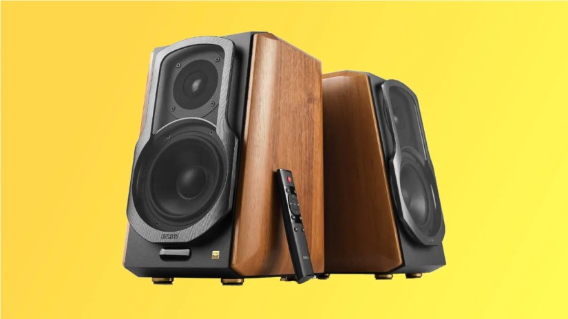 Edifier S1000MKII on yellow background