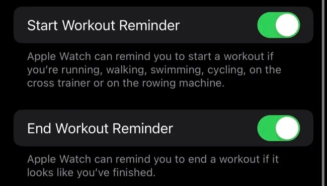 Disable &ldquo;End Workout Reminder&rdquo; in Watch app for iPhone