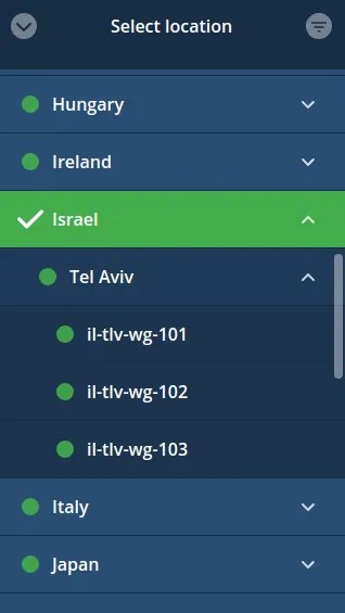 Mullvad server list Israel