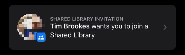 iCloud Shared Photo Library invitation
