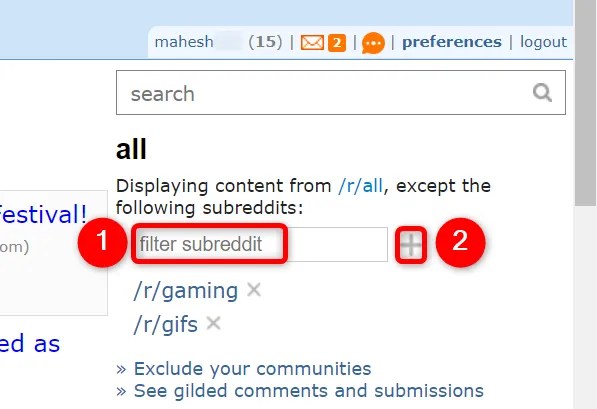 Type a subreddit name and click &ldquo;+.&quot;