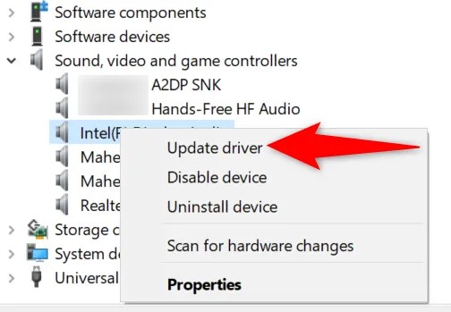 Choose &ldquo;Update Driver.&quot;