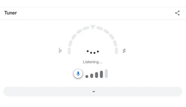 Google Guitar Tuner showing the &ldquo;listening&rdquo; message
