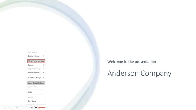 Show Presenter View during a presentation