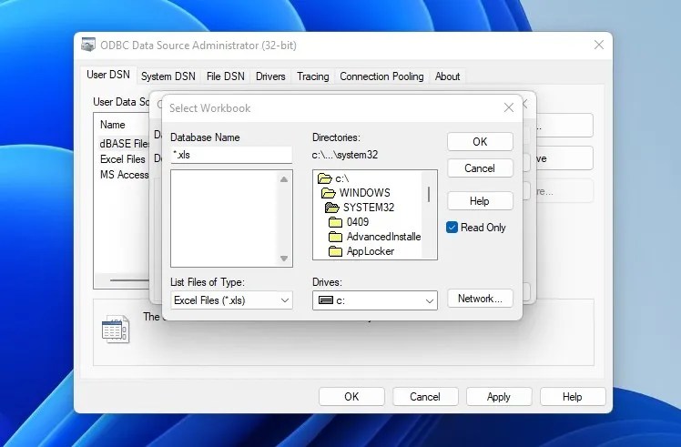 Screenshot of old file picker