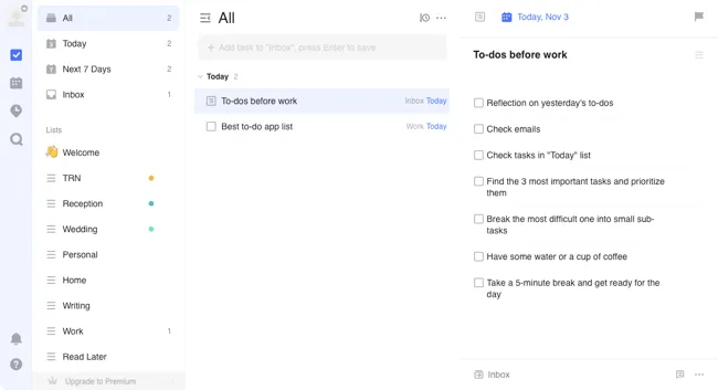 TickTick All tasks