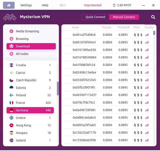 Mysterium VPN&rsquo;s download nodes