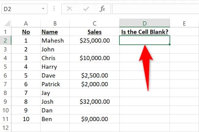 Select a cell.