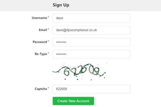 Creating an account on the Gogs server