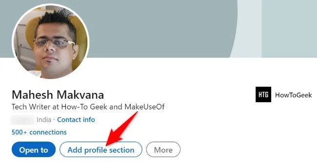 Choose &ldquo;Add Profile Section.&quot;