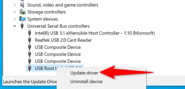 Choose &ldquo;Update Driver.&quot;