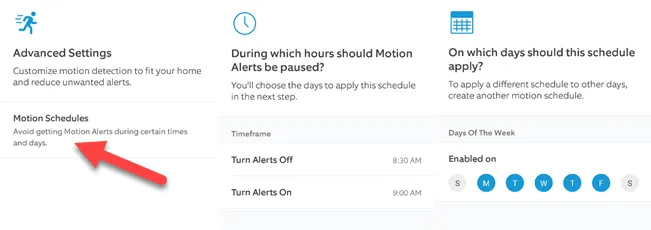 Create a schedule for Motion Alerts.