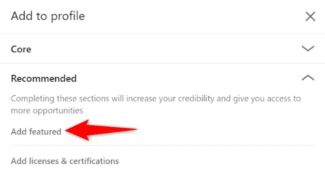 Click Recommended &gt; Add Featured.
