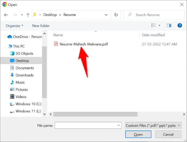 Double-click the resume.