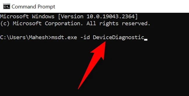 Launch the &ldquo;Hardware and Devices&rdquo; troubleshooter.