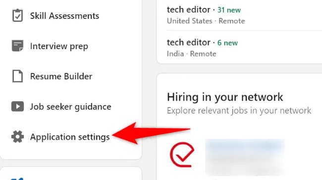 Select &ldquo;Application Settings&rdquo; on the left.