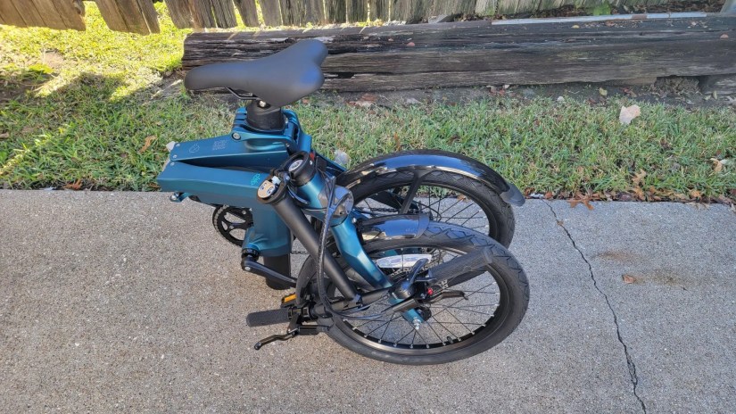fiido x e-bike folded and standing up
