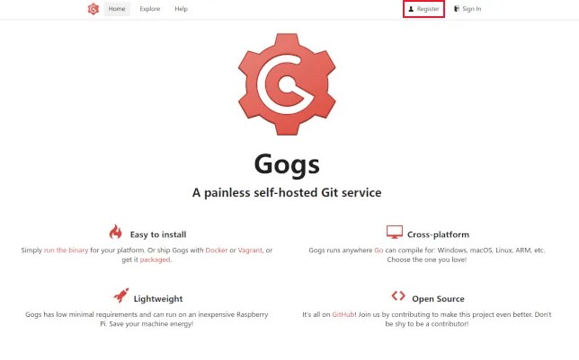The Gogs home page