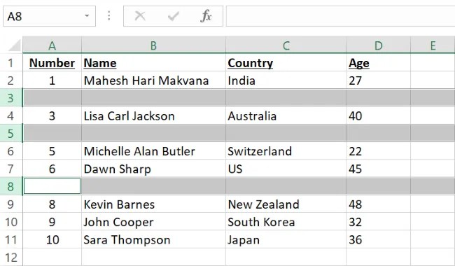 Select additional rows.