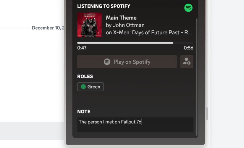 Adding a note to a Discord profile