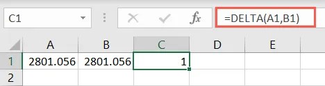 DELTA function using cell references