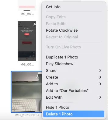 Delete a photo on Mac