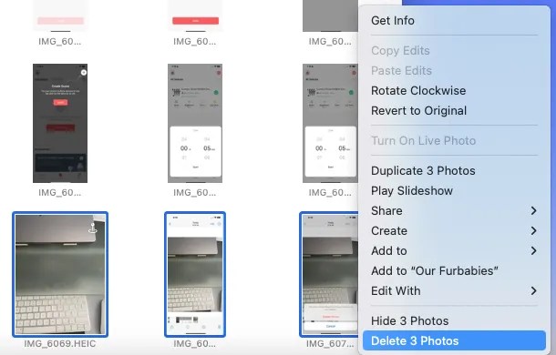 Delete multiple photos on Mac
