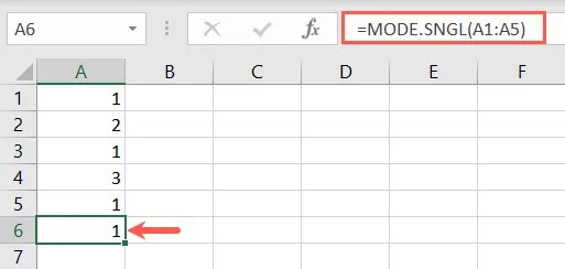 MODE.SNGL function for one array