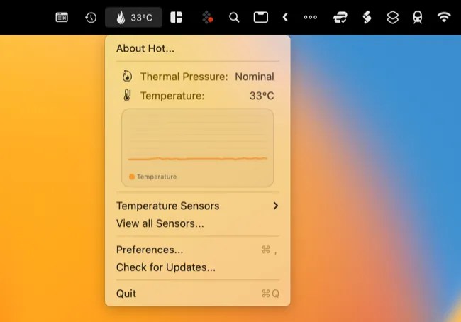 Monitor temperatures with Hot for macOS