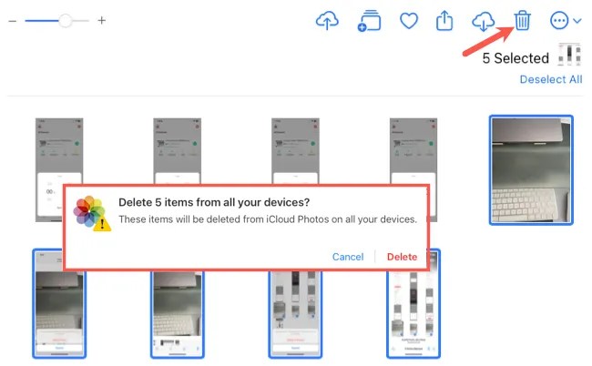 Delete multiple photos on iCloud Photos