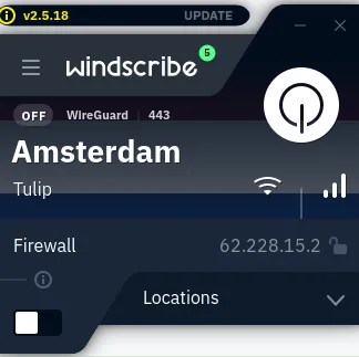Windscribe&rsquo;s interface