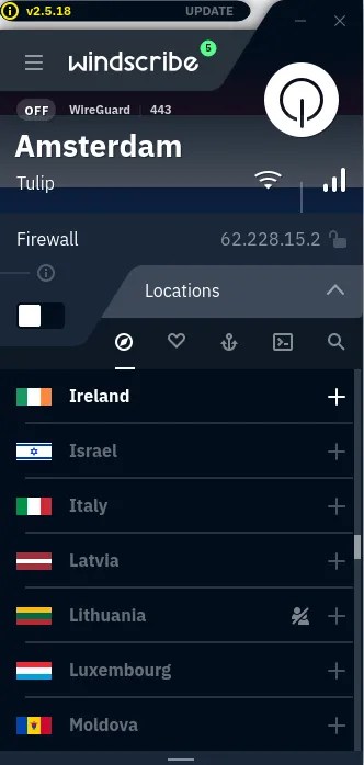 Windscribe server list