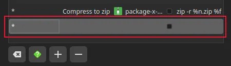 A blank custom action added tot he bottom of the list of existing custom actions
