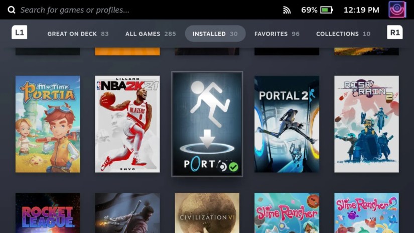 Valve Steam Deck library page