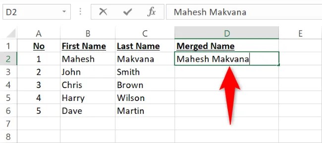 Manually enter the first and last name.