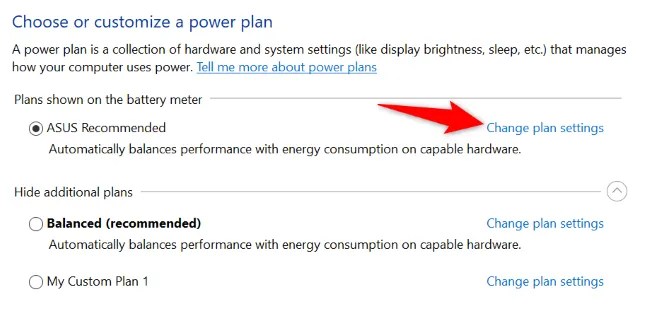 Select &ldquo;Change Plan Settings.&quot;