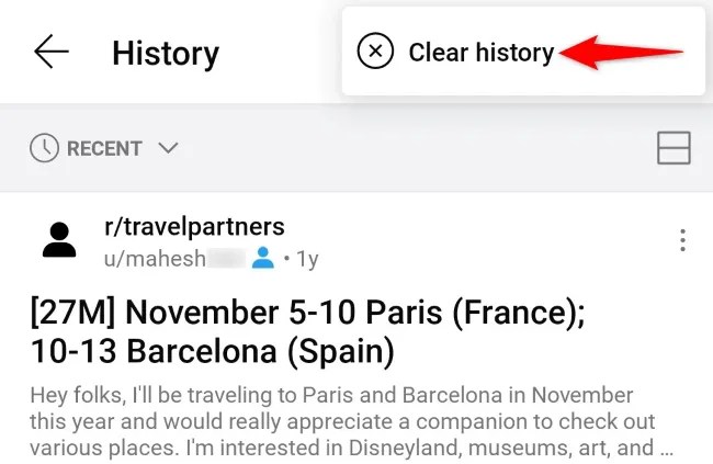 Tap &ldquo;Clear History.&quot;