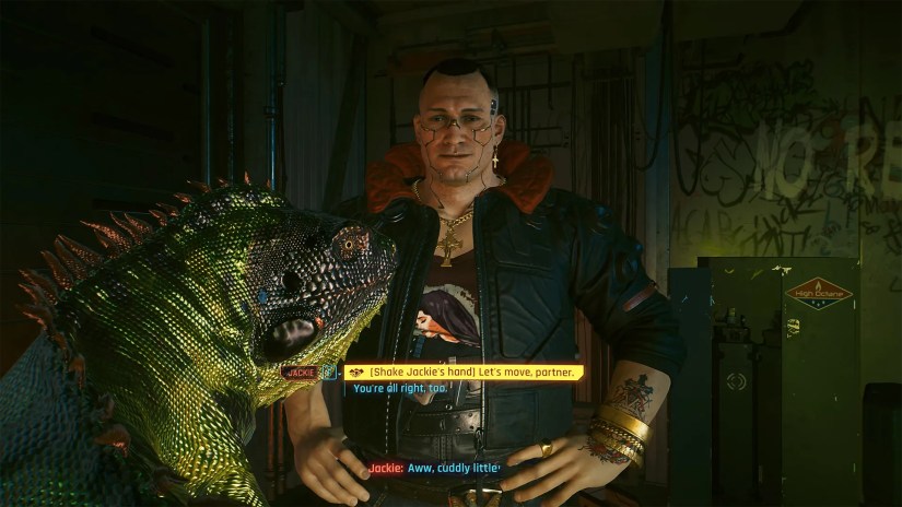 A screenshot of &ldquo;Cyberpunk 2077&rdquo; gameplay using NVIDIA GeForce NOW Ultimate cloud gaming.
