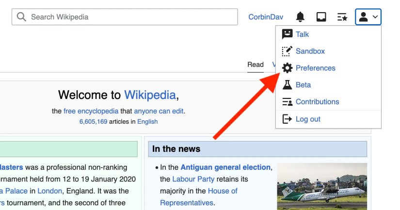 Wikipedia screenshot