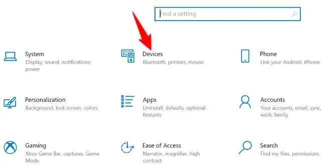 Click &ldquo;Devices&rdquo; in Settings.