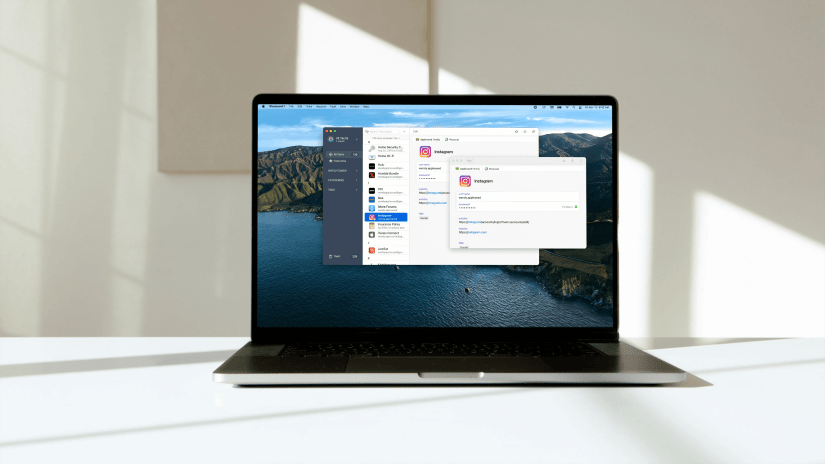 Laptop showing 1Pasword Dashboard