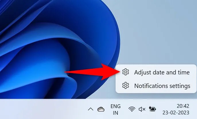 Select &ldquo;Adjust Date and Time.&quot;