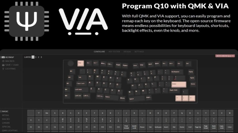 Keychron QMK/VIA info and screengrab on Q10&rsquo;s product page