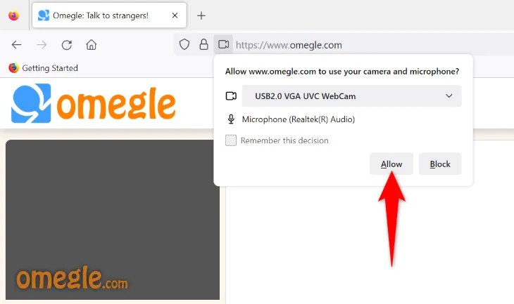 Select &ldquo;Allow&rdquo; in Firefox.