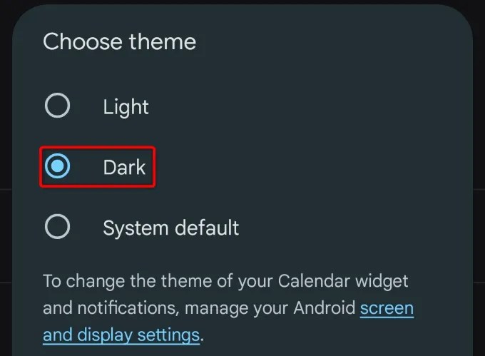 Choose &ldquo;Dark.&quot;
